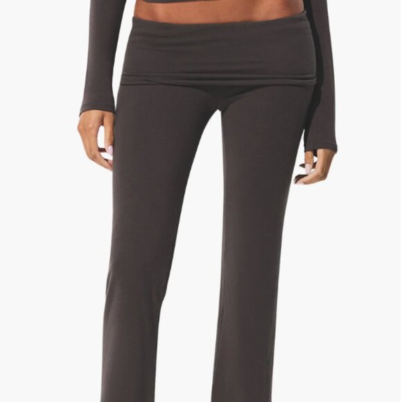 SKIMS Stretch Cotton Jersey Foldover Pants in IRON (XL) NWT - Picture 1 of 5